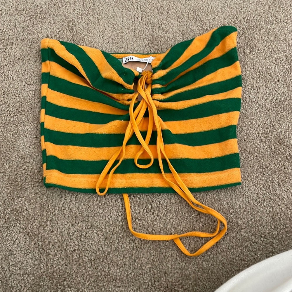 zara strapless tie top